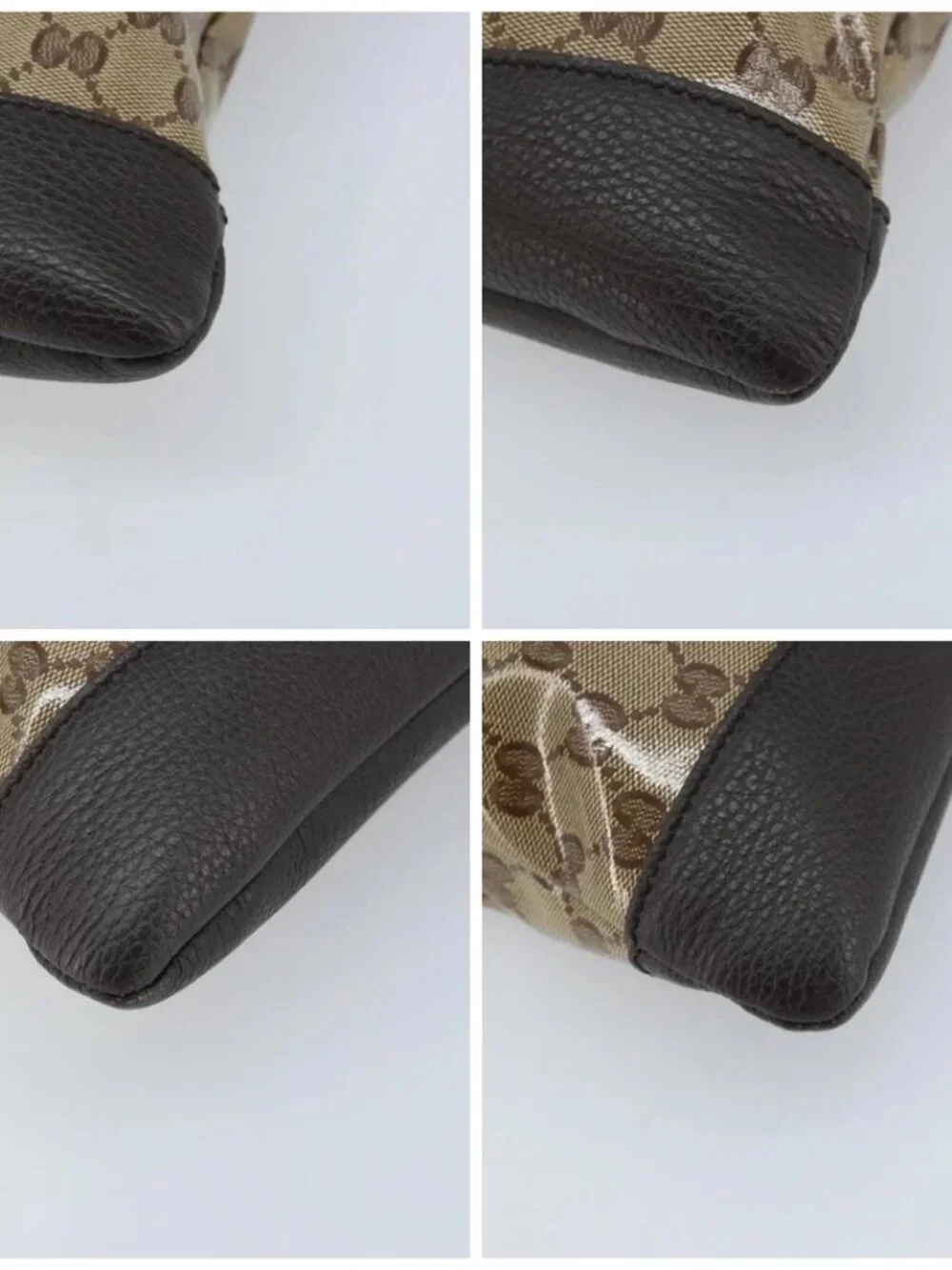 GUCCI GG Crystal Shoulder Bag Coated Canvas Beige Gold 374411 Auth SW2277A